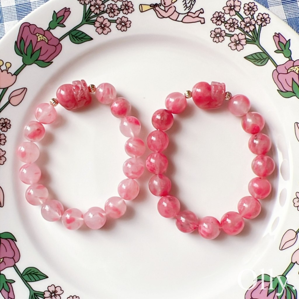 【Olly】設計款【貔貅】薔薇輝石 櫻花雨 愛與包容 關係修補 玫瑰石 水晶手鍊 水晶手環 水晶手串-細節圖2