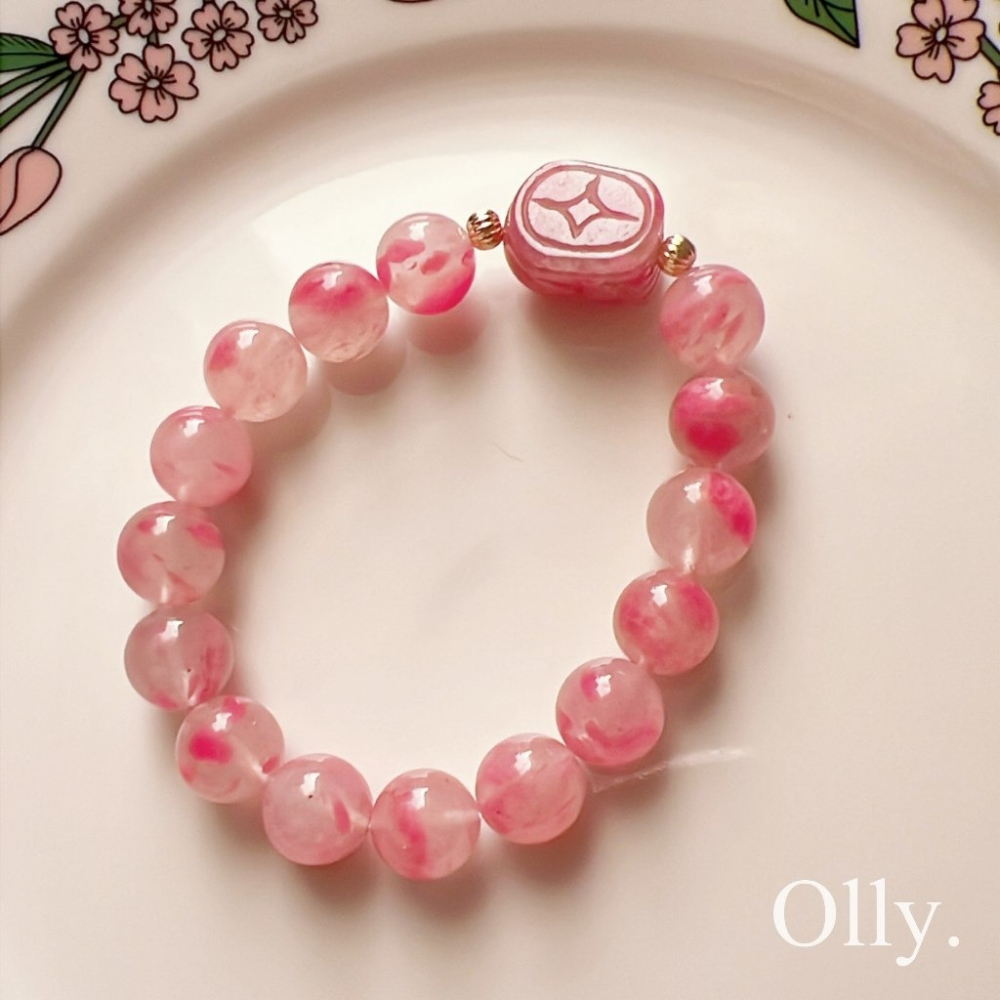 【Olly】設計款【貔貅】薔薇輝石 櫻花雨 愛與包容 關係修補 玫瑰石 水晶手鍊 水晶手環 水晶手串-細節圖4
