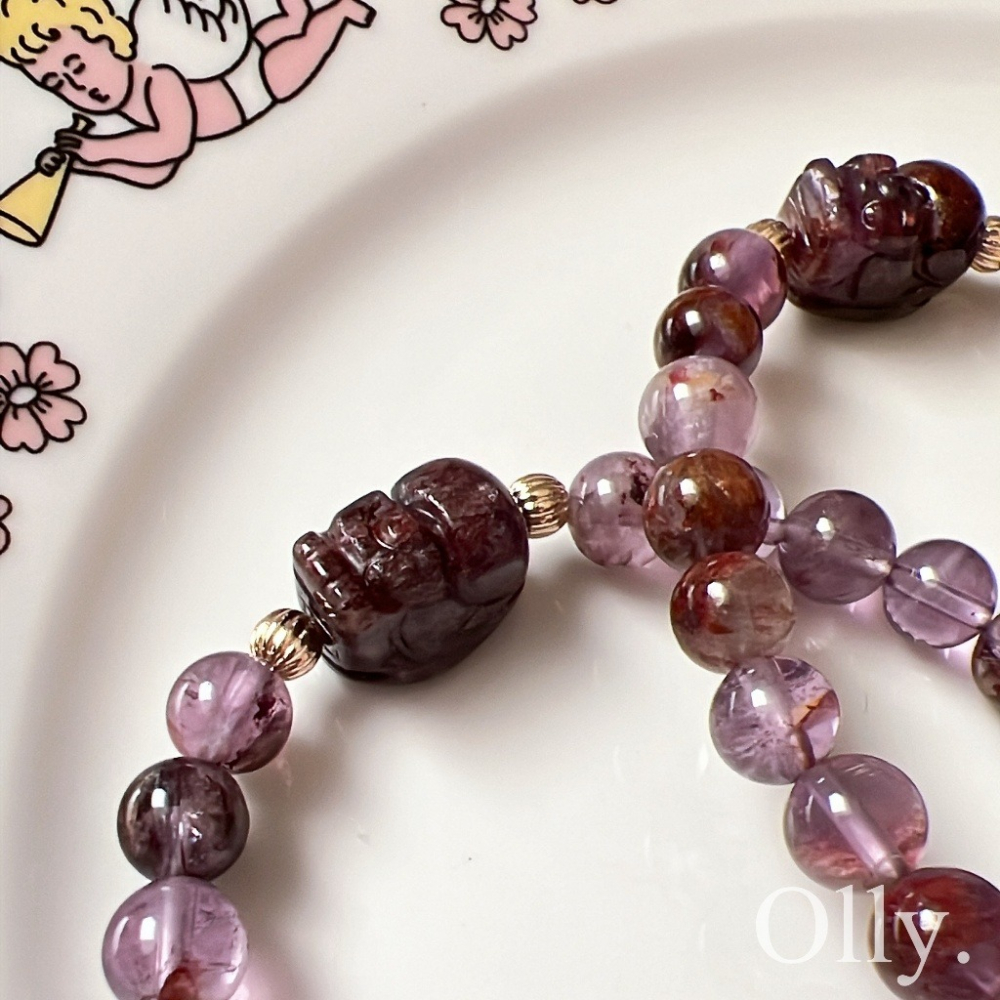 【Olly】設計款【貔貅】紫幽靈 睿智增智慧 提升財運 穩定思考 水晶手鍊 水晶手串 水晶手環-細節圖4