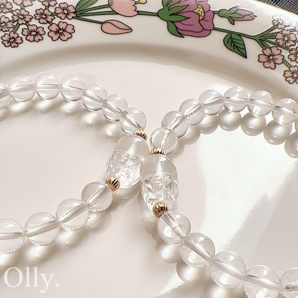 【Olly】設計款【貔貅】白水晶 淨化負能量 提升集中力 避邪 水晶手鍊 水晶手環 水晶手串-細節圖3