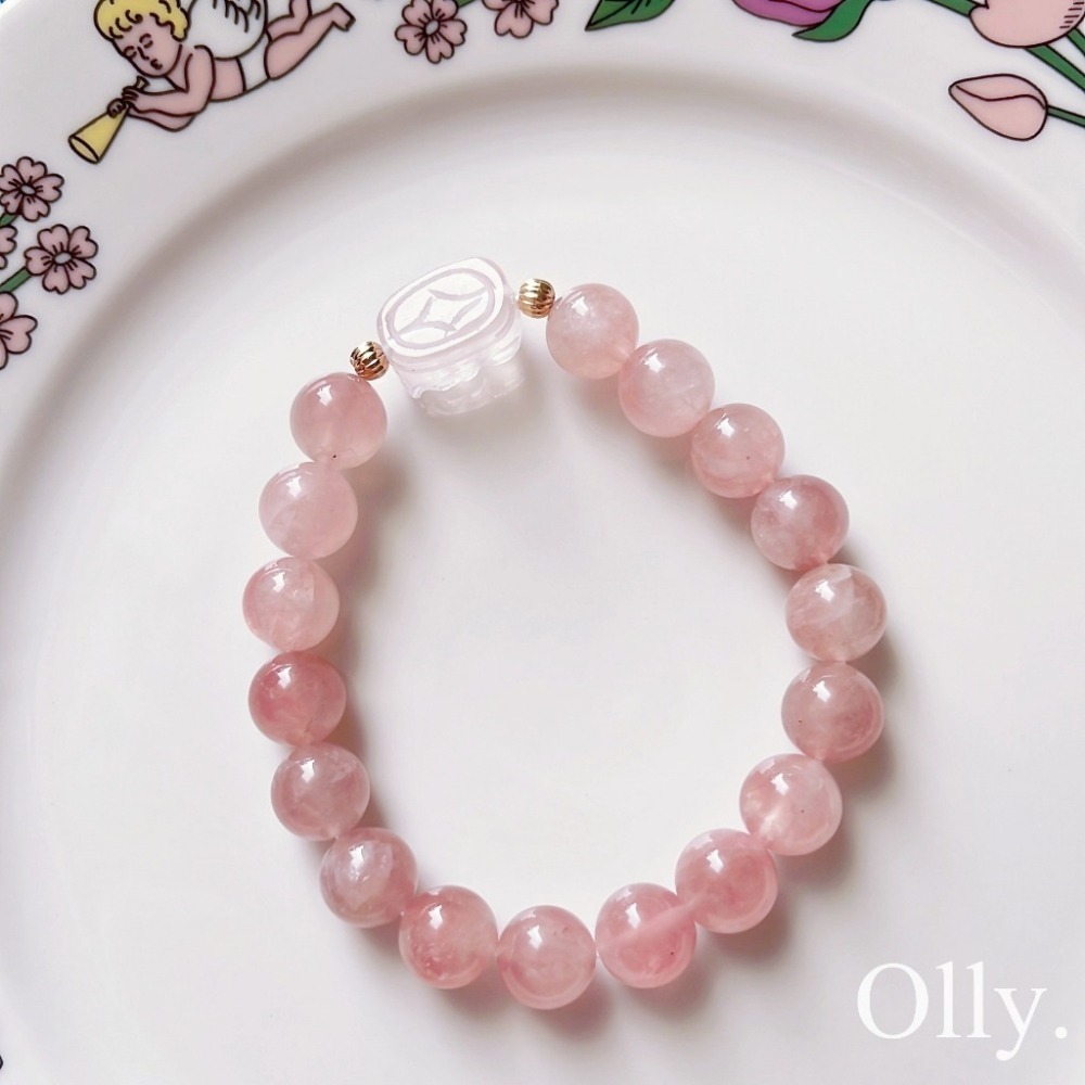 【Olly】設計款【貔貅】粉水晶 溫柔的療癒能量 深層溝通 桃花愛情 水晶手鍊 水晶手串 水晶手環-細節圖3