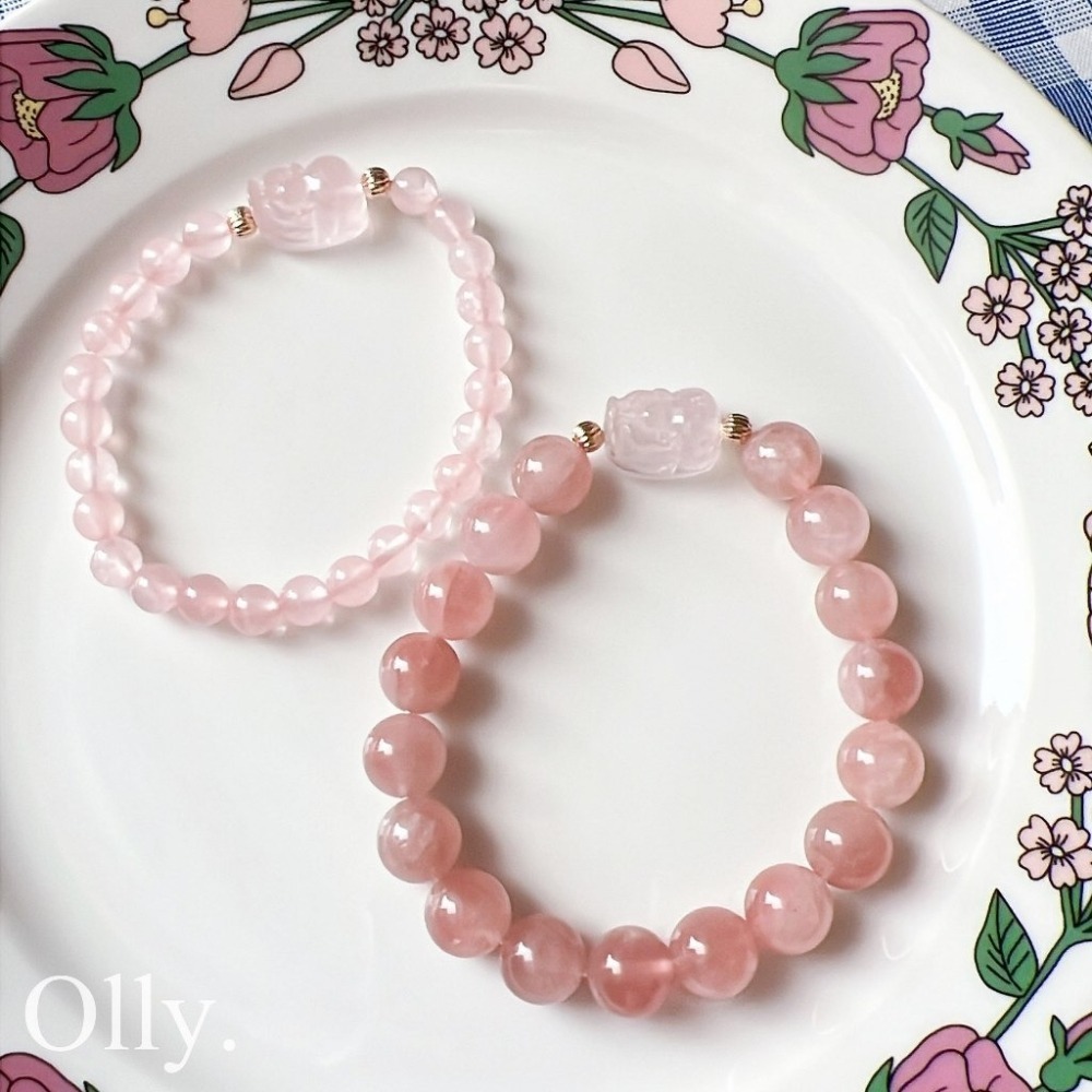 【Olly】設計款【貔貅】粉水晶 溫柔的療癒能量 深層溝通 桃花愛情 水晶手鍊 水晶手串 水晶手環-細節圖4
