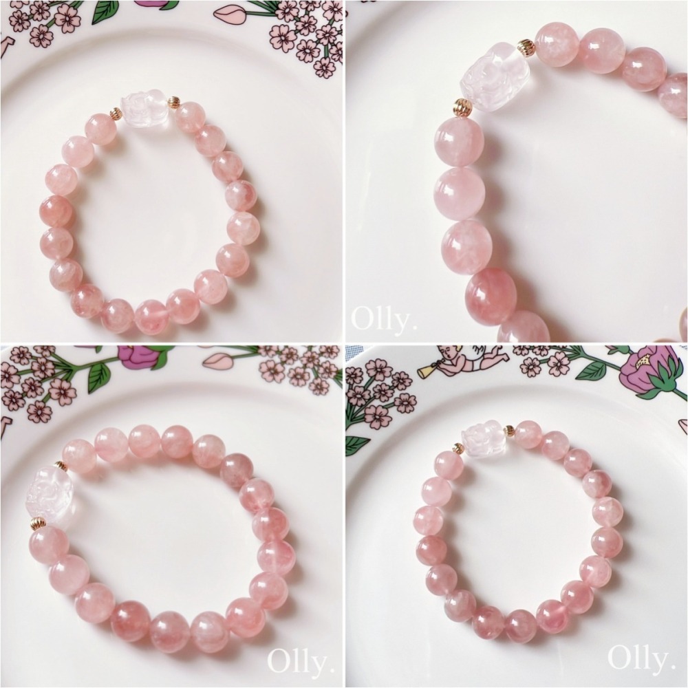 【Olly】設計款【貔貅】粉水晶 溫柔的療癒能量 深層溝通 桃花愛情 水晶手鍊 水晶手串 水晶手環-細節圖5