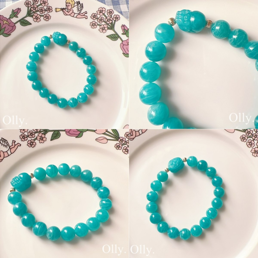 【Olly】設計款【貔貅】天河石 加強信心勇氣 遠離負能量 老礦料 水晶手鍊 水晶手串 水晶手環-細節圖5