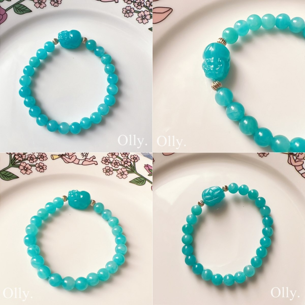 【Olly】設計款【貔貅】天河石 加強信心勇氣 遠離負能量 老礦料 水晶手鍊 水晶手串 水晶手環-細節圖6