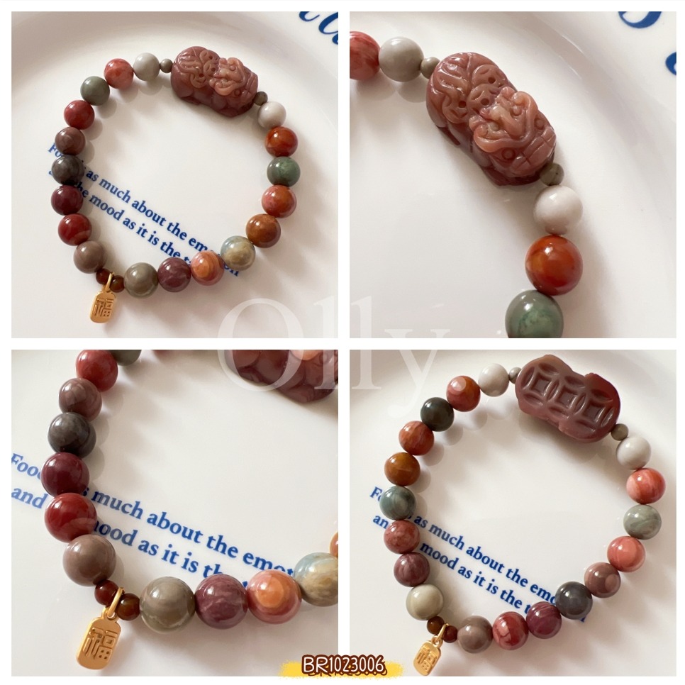 【Olly】設計款【貔貅】奶昔阿拉善 招財納福 業務創業做生意必備！油畫阿拉善 水晶手環 阿拉善手鍊 阿拉善手串-細節圖3
