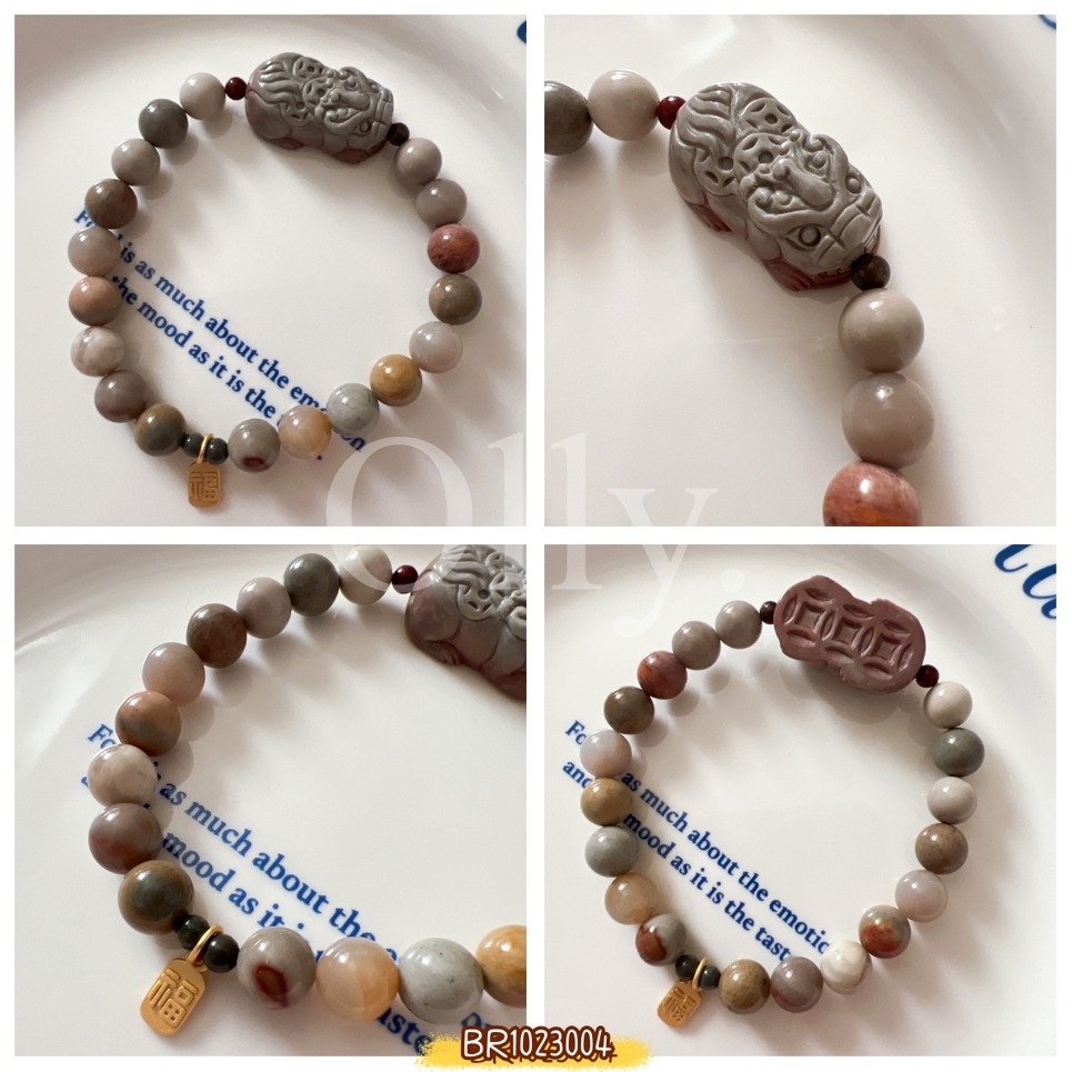 【Olly】設計款【貔貅】奶昔阿拉善 招財納福 業務創業做生意必備！油畫阿拉善 水晶手環 阿拉善手鍊 阿拉善手串-細節圖5