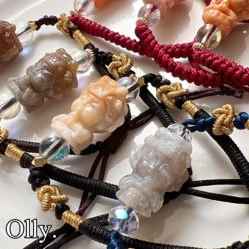 【Olly】設計款【媽祖平安守護手繩】 珊瑚玉抽拉繩結手繩 平安 開運 守護 生日禮物 母親節 情人節 手作 天上聖母-細節圖4