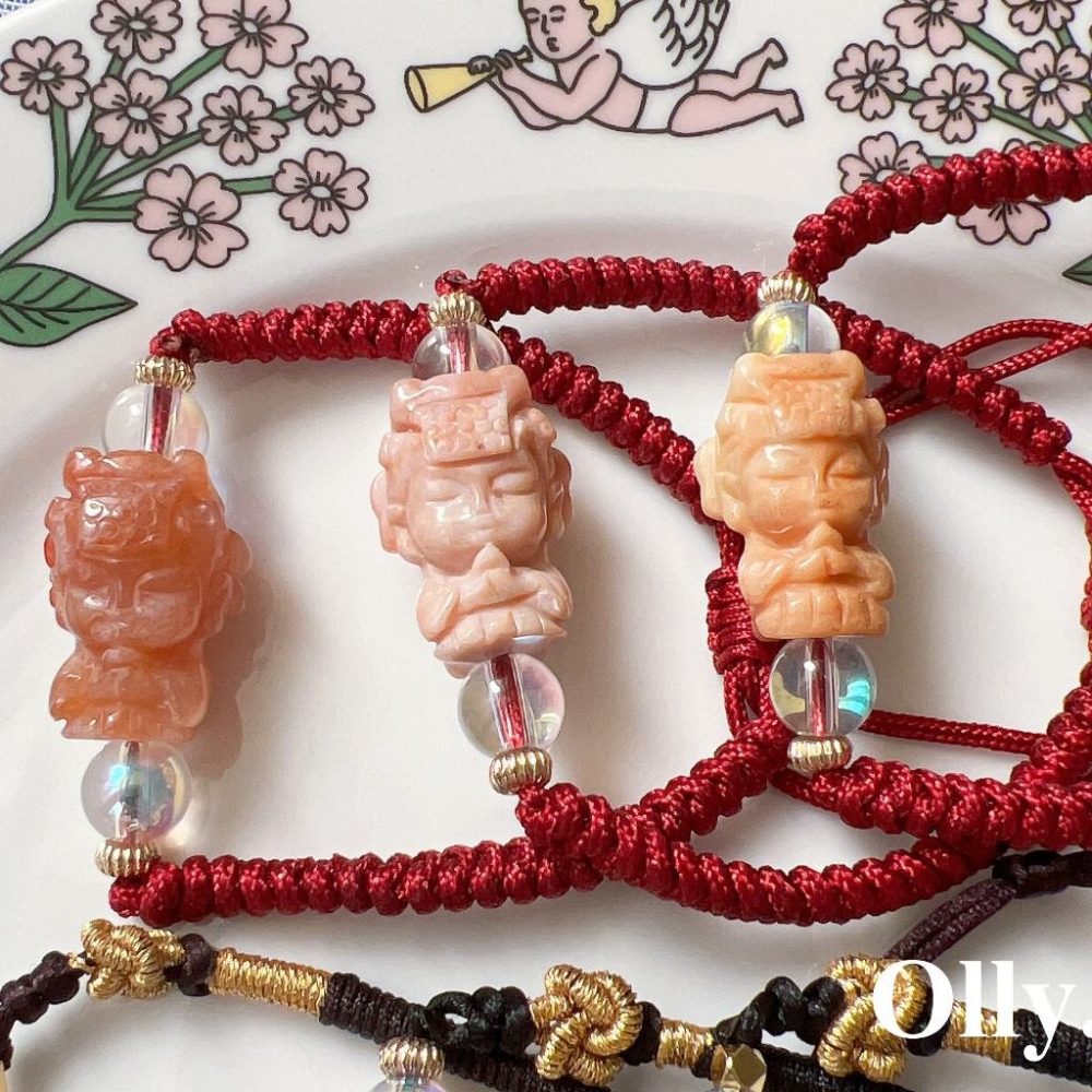 【Olly】設計款【媽祖平安守護手繩】 珊瑚玉抽拉繩結手繩 平安 開運 守護 生日禮物 母親節 情人節 手作 天上聖母-細節圖6
