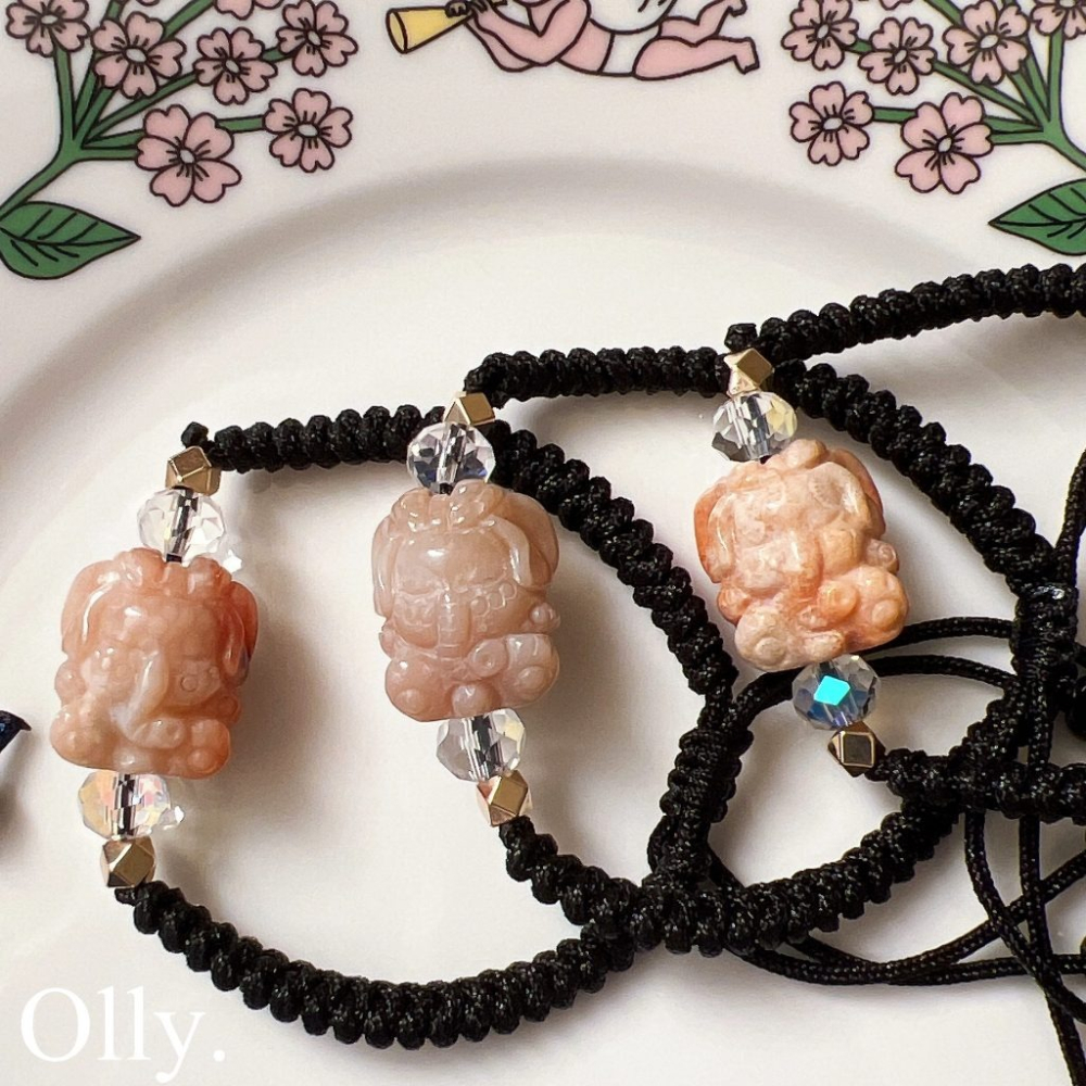 【Olly】設計款【荷葉象神守護手繩】 珊瑚玉中國結手繩 開運 平安 繩結手鍊 平安守護 生日禮物 母親節 情人節-細節圖3