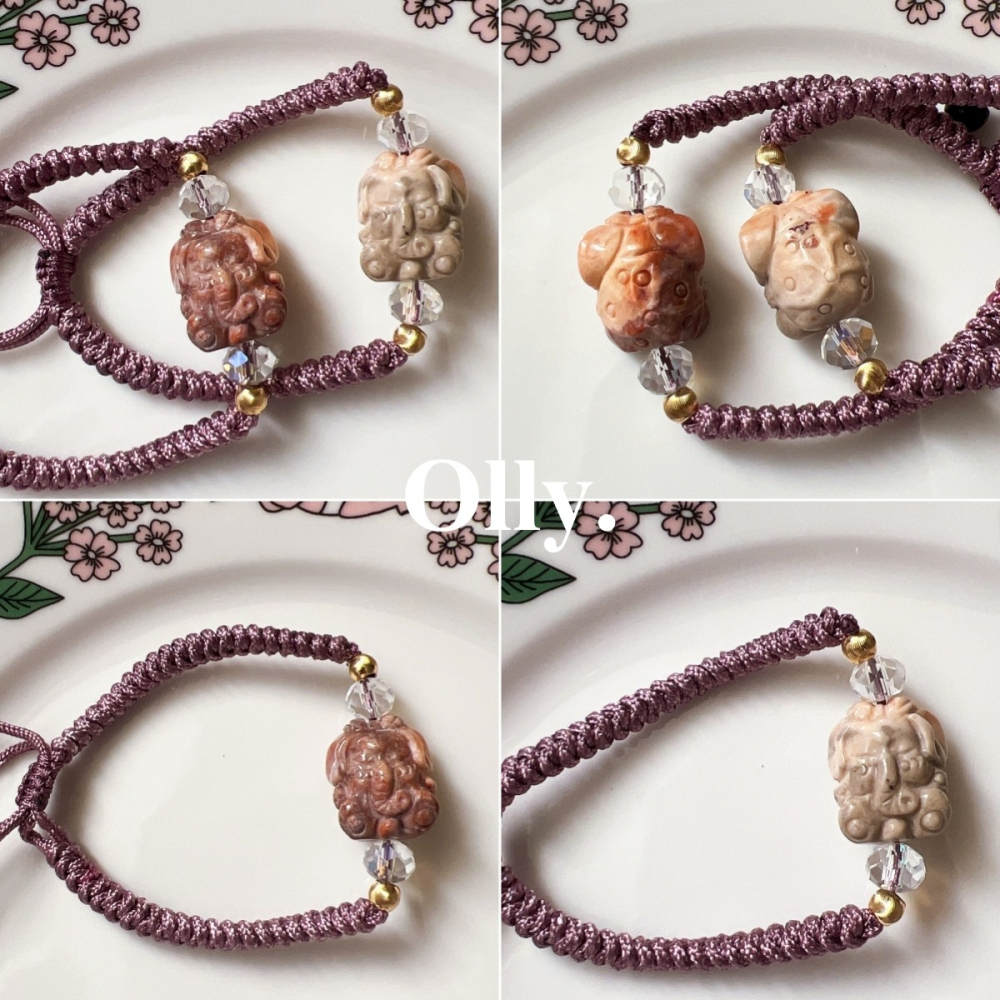 【Olly】設計款【荷葉象神守護手繩】 珊瑚玉中國結手繩 開運 平安 繩結手鍊 平安守護 生日禮物 母親節 情人節-細節圖4