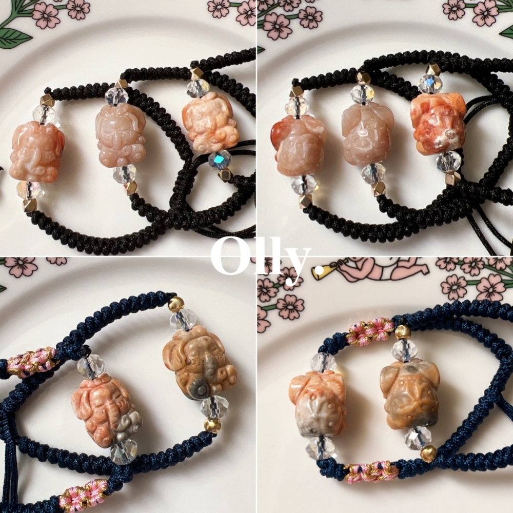 【Olly】設計款【荷葉象神守護手繩】 珊瑚玉中國結手繩 開運 平安 繩結手鍊 平安守護 生日禮物 母親節 情人節-細節圖5