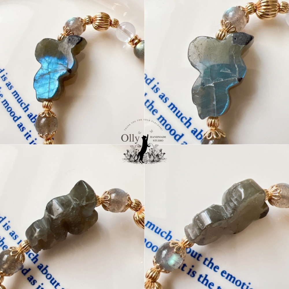 【Olly】設計款【生肖款一蛇】拉長石 魔鬼藍 暴力藍 灰拉長石 彈性手鍊-細節圖7