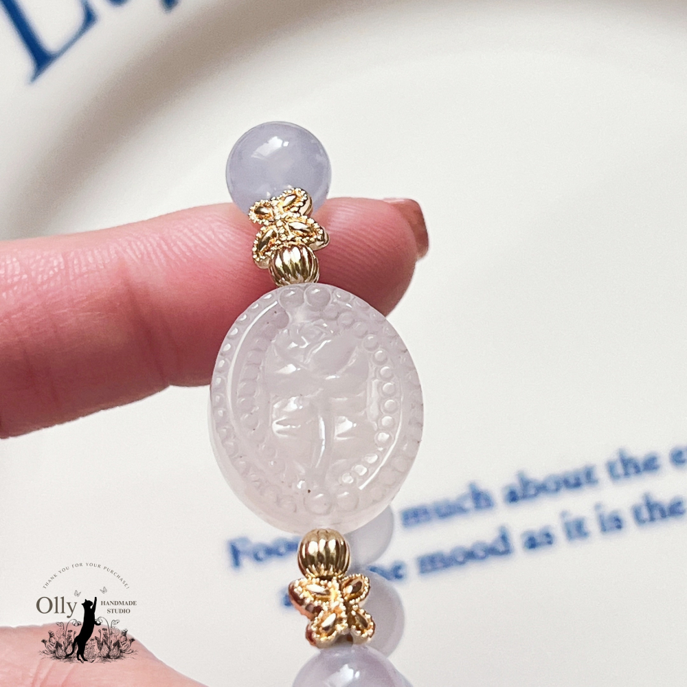 【Olly】設計款【晨曦玫瑰】藍玉髓 阿拉善 彈性手鍊 彈性手串-細節圖5