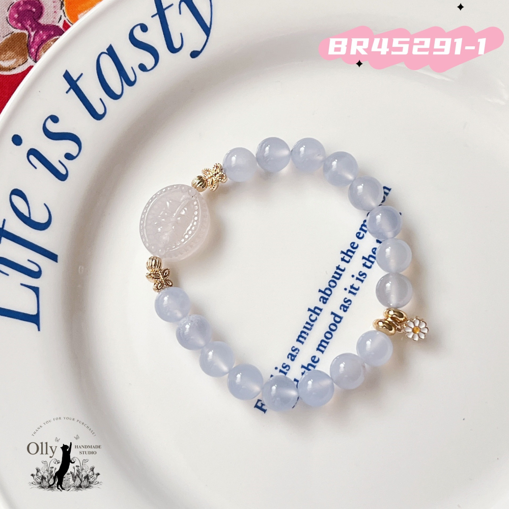 【Olly】設計款【晨曦玫瑰】藍玉髓 阿拉善 彈性手鍊 彈性手串-細節圖6