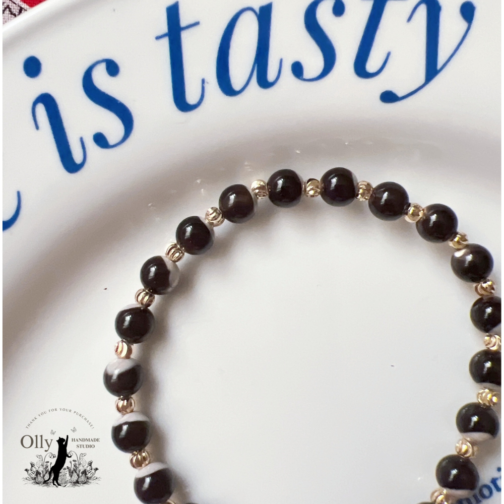 【Olly】設計款【蝶貝之光】優雅疊戴 小咪數彈性手鍊-細節圖2