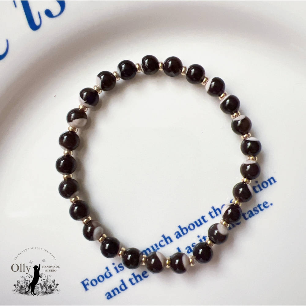 【Olly】設計款【蝶貝之光】優雅疊戴 小咪數彈性手鍊-細節圖3