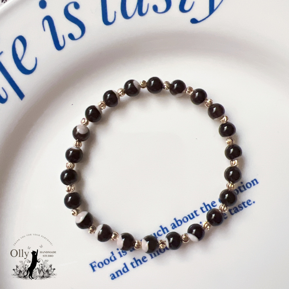 【Olly】設計款【蝶貝之光】優雅疊戴 小咪數彈性手鍊-細節圖4