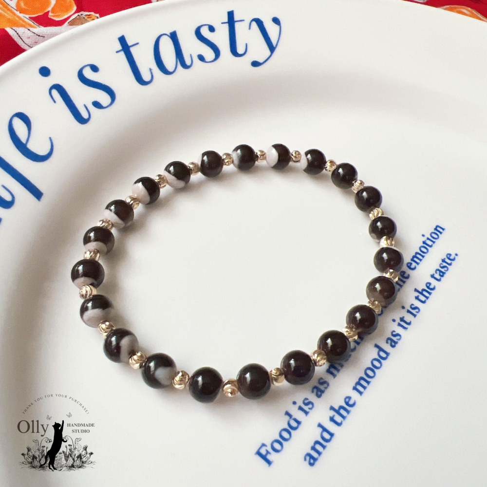 【Olly】設計款【蝶貝之光】優雅疊戴 小咪數彈性手鍊-細節圖6