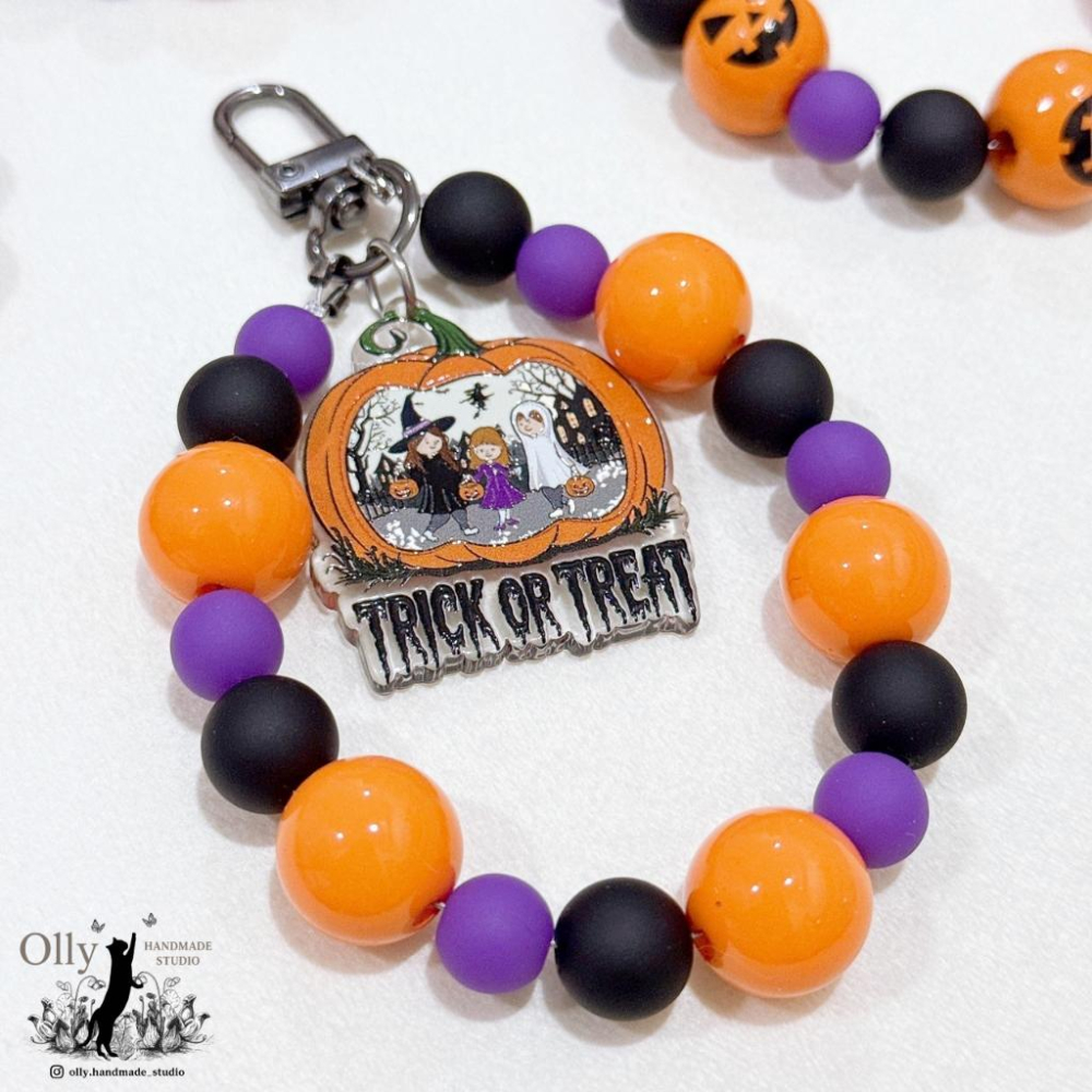 【Olly】南瓜惡作劇 鑰匙圈 包掛 吊飾 萬聖夜 萬聖節 節慶小物-細節圖2