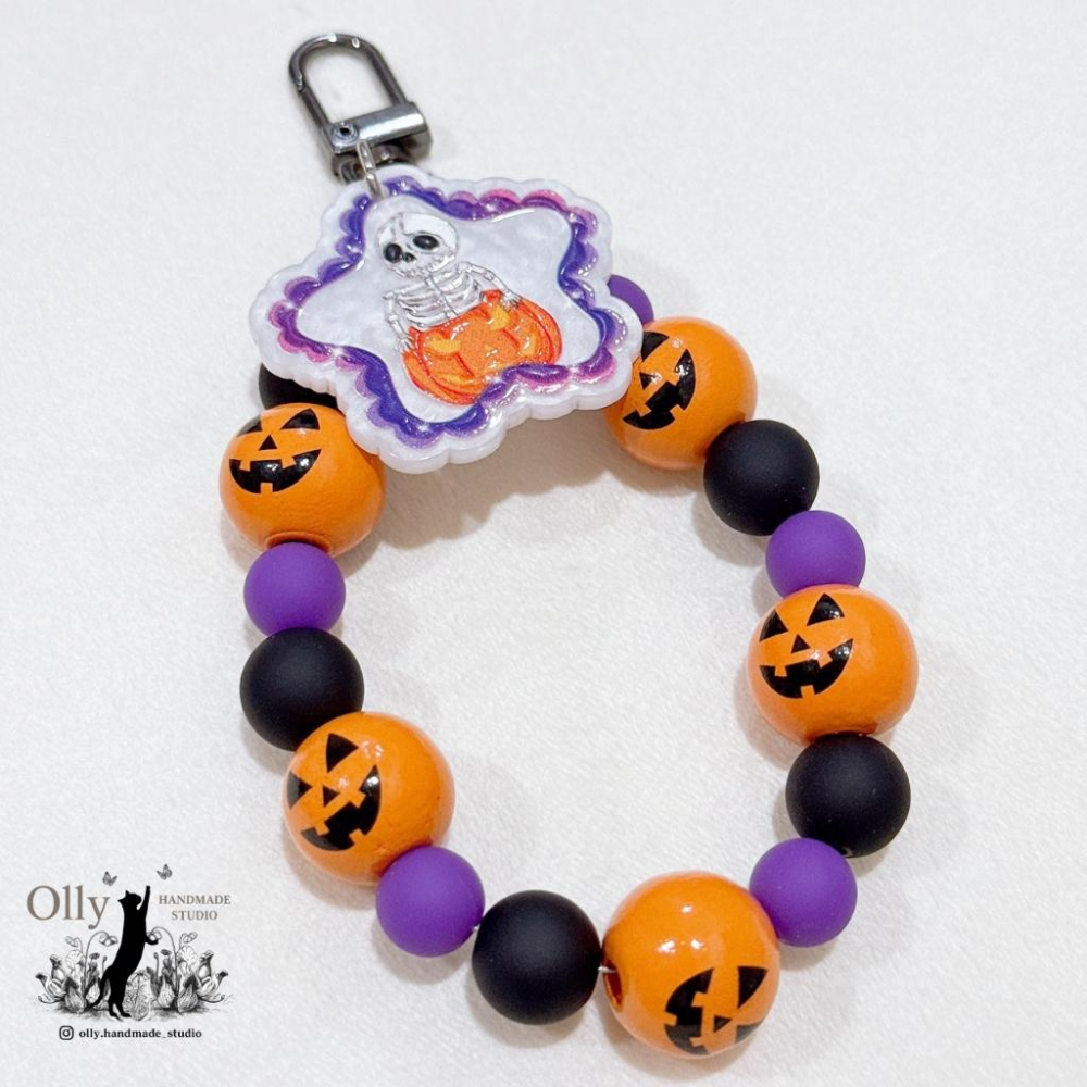 【Olly】南瓜惡作劇 鑰匙圈 包掛 吊飾 萬聖夜 萬聖節 節慶小物-細節圖3