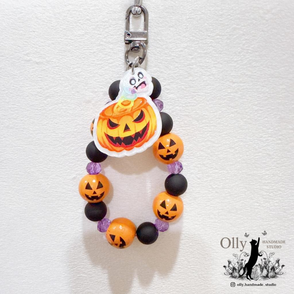 【Olly】南瓜惡作劇 鑰匙圈 包掛 吊飾 萬聖夜 萬聖節 節慶小物-細節圖8