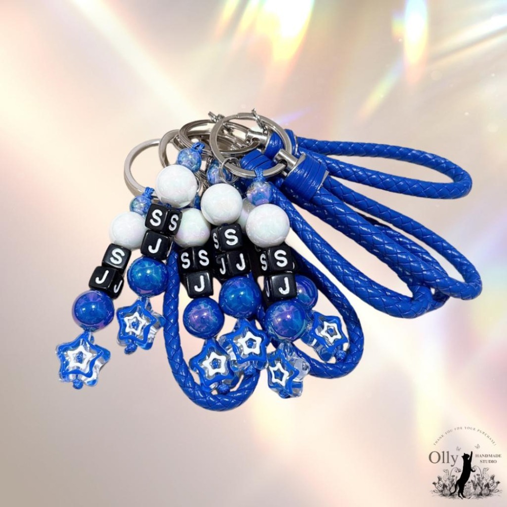 【Olly】寶藍星光編織鑰匙圈 飯製應援小物 Super Junior SJ 掛飾 鑰匙扣 SuJu 生日 交換禮物-細節圖7