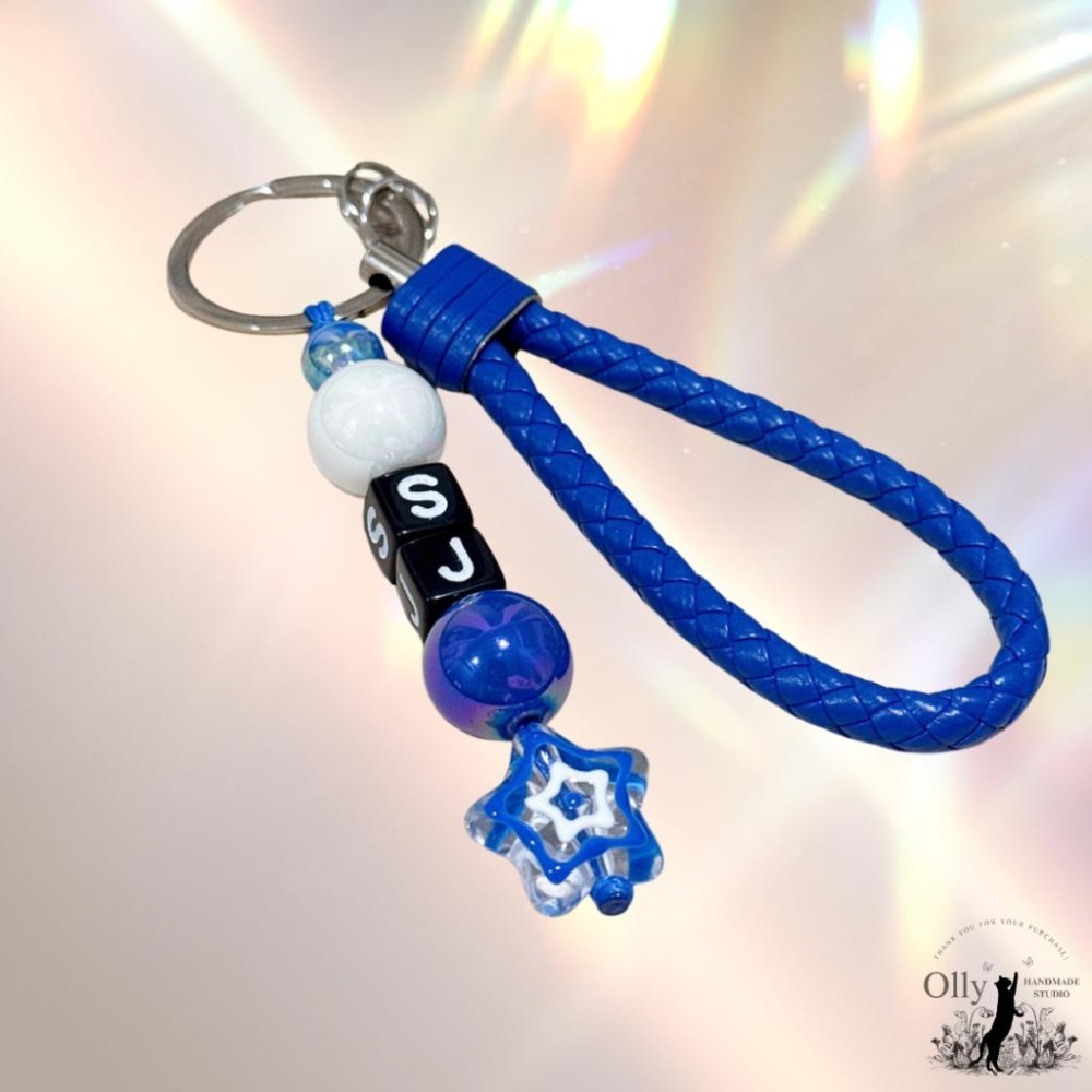 【Olly】寶藍星光編織鑰匙圈 飯製應援小物 Super Junior SJ 掛飾 鑰匙扣 SuJu 生日 交換禮物-細節圖8