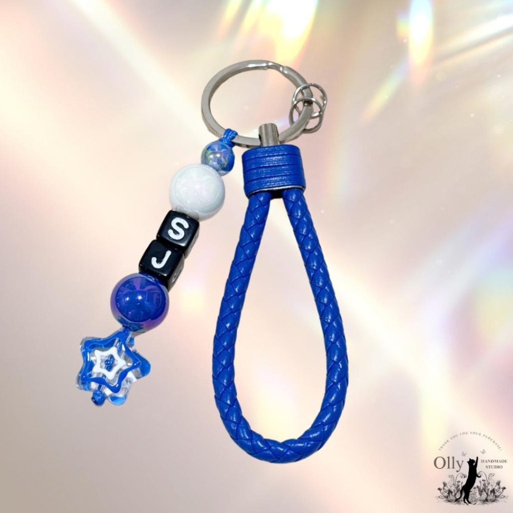 【Olly】寶藍星光編織鑰匙圈 飯製應援小物 Super Junior SJ 掛飾 鑰匙扣 SuJu 生日 交換禮物-細節圖9
