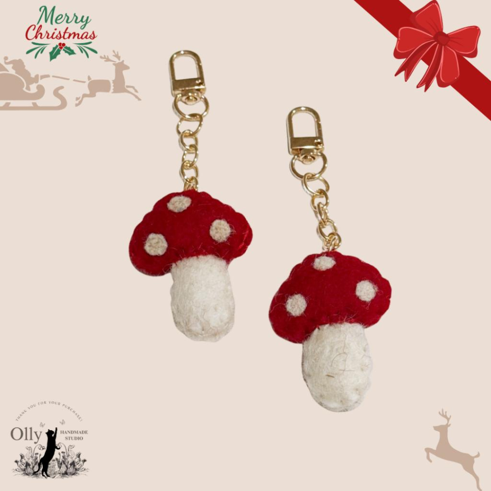 【Olly】Winter Wishes Felt Charm 手工羊毛氈聖誕鑰匙圈 吊飾 包掛 聖誕禮物 生日禮物 裝飾-細節圖2