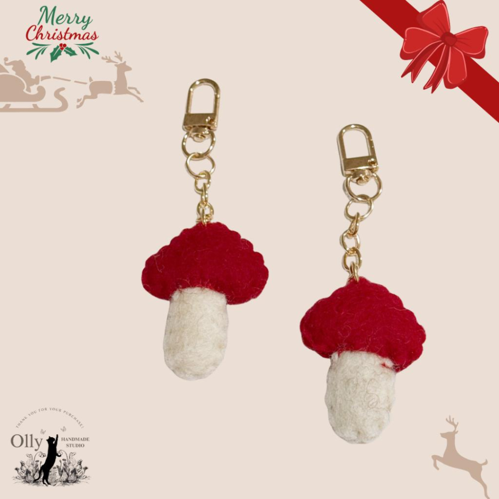 【Olly】Winter Wishes Felt Charm 手工羊毛氈聖誕鑰匙圈 吊飾 包掛 聖誕禮物 生日禮物 裝飾-細節圖3