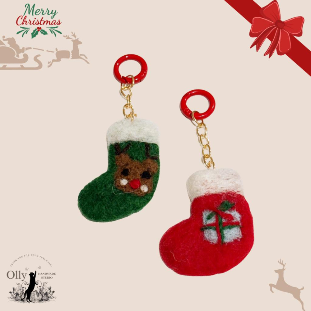 【Olly】Winter Wishes Felt Charm 手工羊毛氈聖誕鑰匙圈 吊飾 包掛 聖誕禮物 生日禮物 裝飾-細節圖6