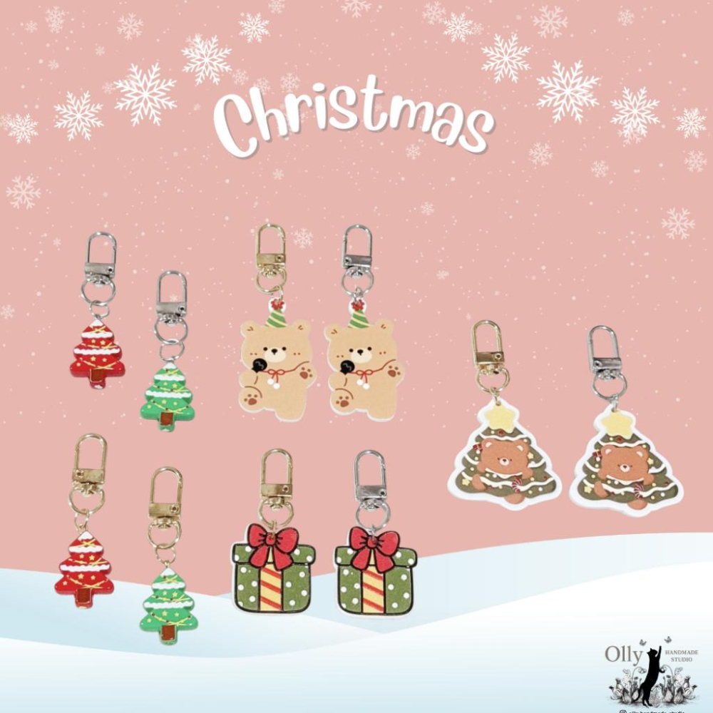 【Olly】Snowy Spark 🎄 多款聖誕壓克力鑰匙圈 吊飾 掛飾 鑰匙扣 聖誕 耶誕 交換禮物 包掛 耳機殼掛飾-細節圖2