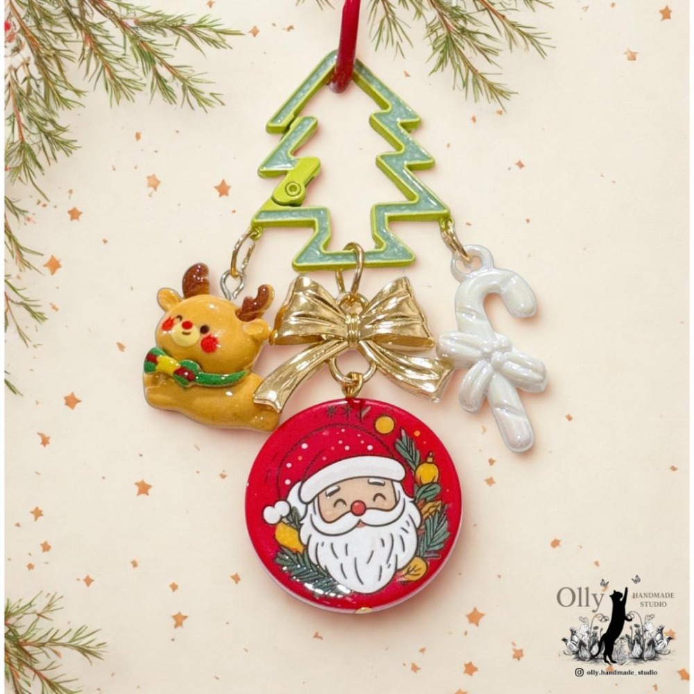 Olly】聖誕樹精靈鑰匙圈 🎄 吊飾 掛飾 包掛 交換禮物 耶誕節禮物 聖誕節 送禮 聖誕樹 XMAS 麋鹿 薑餅人-細節圖2