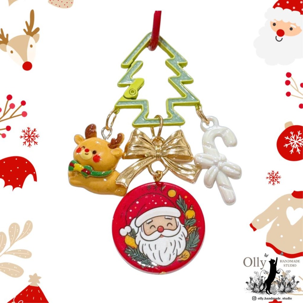 Olly】聖誕樹精靈鑰匙圈 🎄 吊飾 掛飾 包掛 交換禮物 耶誕節禮物 聖誕節 送禮 聖誕樹 XMAS 麋鹿 薑餅人-細節圖4