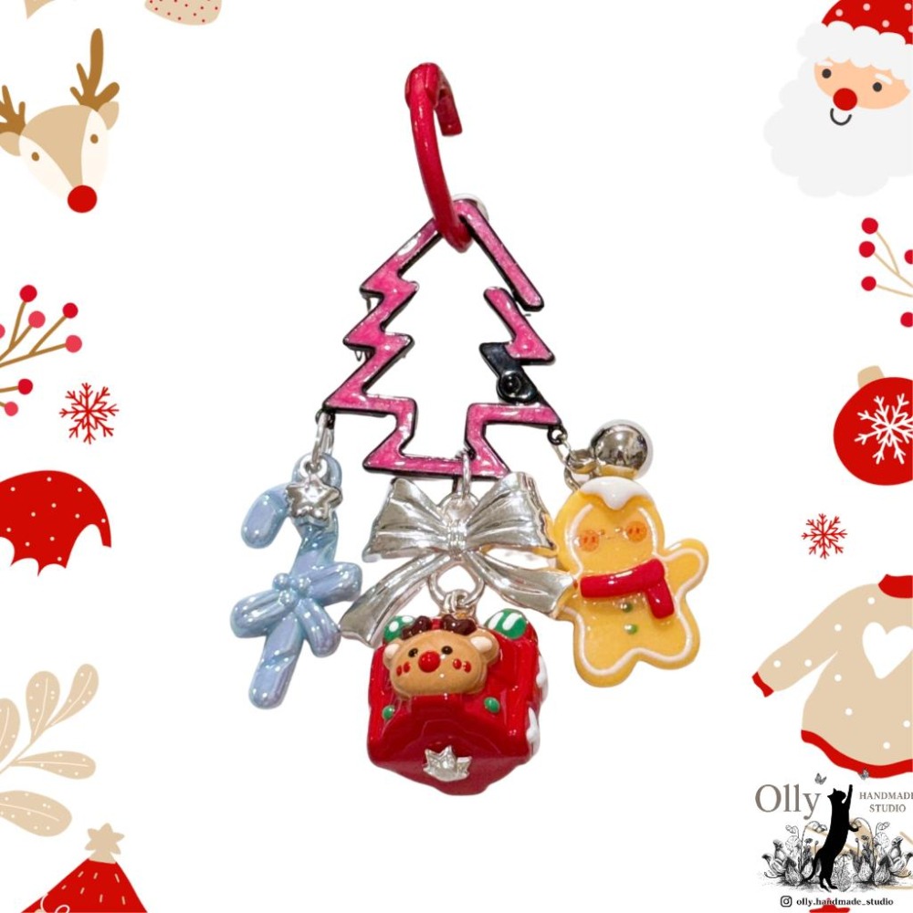 Olly】聖誕樹精靈鑰匙圈 🎄 吊飾 掛飾 包掛 交換禮物 耶誕節禮物 聖誕節 送禮 聖誕樹 XMAS 麋鹿 薑餅人-細節圖7