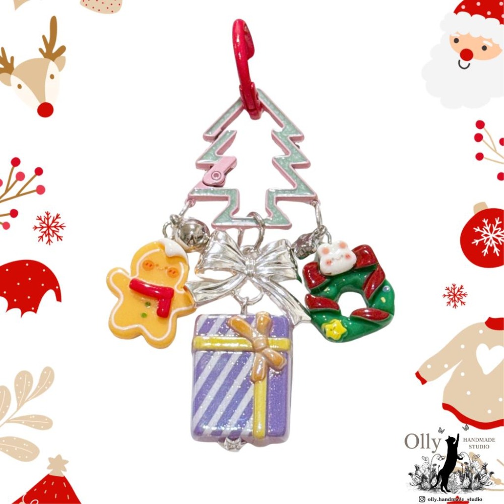 Olly】聖誕樹精靈鑰匙圈 🎄 吊飾 掛飾 包掛 交換禮物 耶誕節禮物 聖誕節 送禮 聖誕樹 XMAS 麋鹿 薑餅人-細節圖8