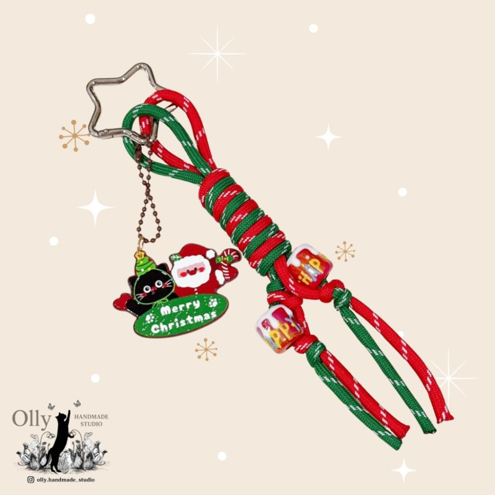 【Olly】XMAS字母傘繩鑰匙圈 包掛 ✨ 聖誕吊飾包包掛飾 (交換禮物 耶誕禮物 聖誕禮物 鑰匙圈 車掛 吊飾-細節圖2