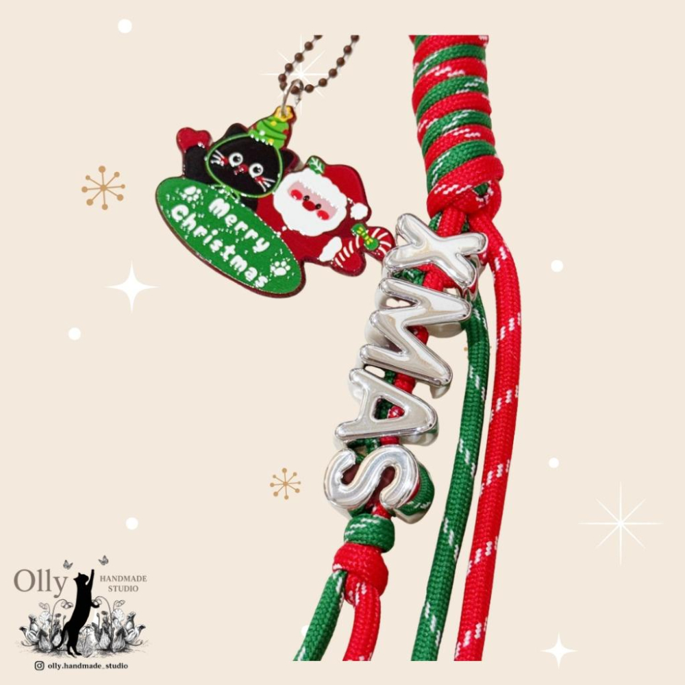 【Olly】XMAS字母傘繩鑰匙圈 包掛 ✨ 聖誕吊飾包包掛飾 (交換禮物 耶誕禮物 聖誕禮物 鑰匙圈 車掛 吊飾-細節圖3