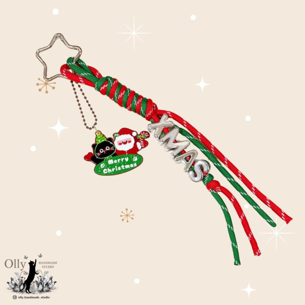 【Olly】XMAS字母傘繩鑰匙圈 包掛 ✨ 聖誕吊飾包包掛飾 (交換禮物 耶誕禮物 聖誕禮物 鑰匙圈 車掛 吊飾-細節圖4