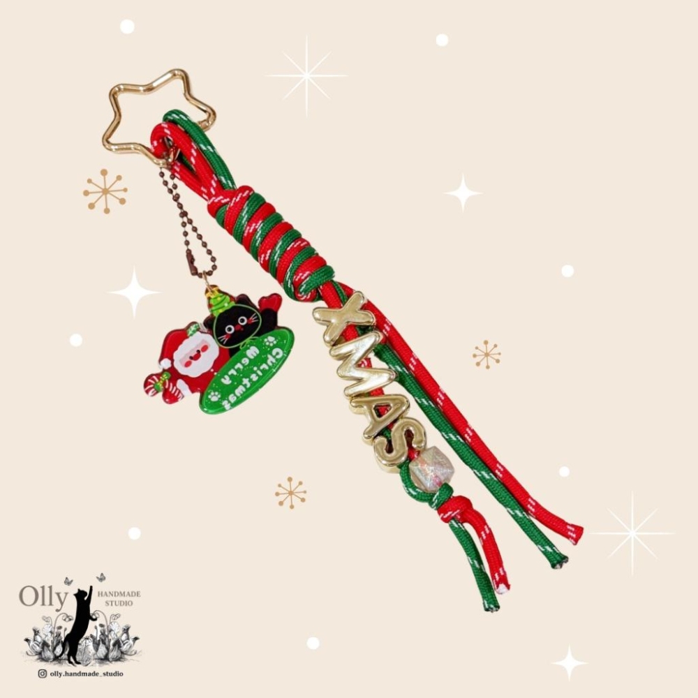 【Olly】XMAS字母傘繩鑰匙圈 包掛 ✨ 聖誕吊飾包包掛飾 (交換禮物 耶誕禮物 聖誕禮物 鑰匙圈 車掛 吊飾-細節圖6