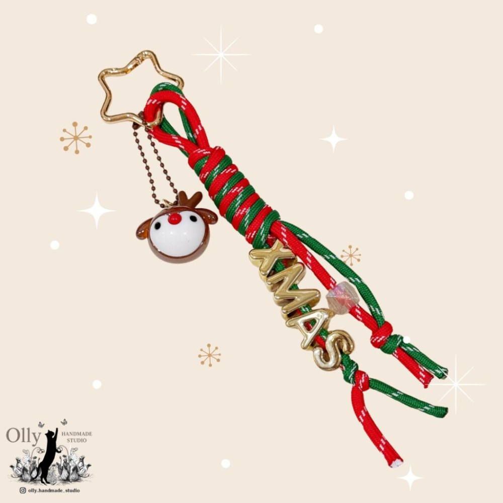 【Olly】XMAS字母傘繩鑰匙圈 包掛 ✨ 聖誕吊飾包包掛飾 (交換禮物 耶誕禮物 聖誕禮物 鑰匙圈 車掛 吊飾-細節圖7