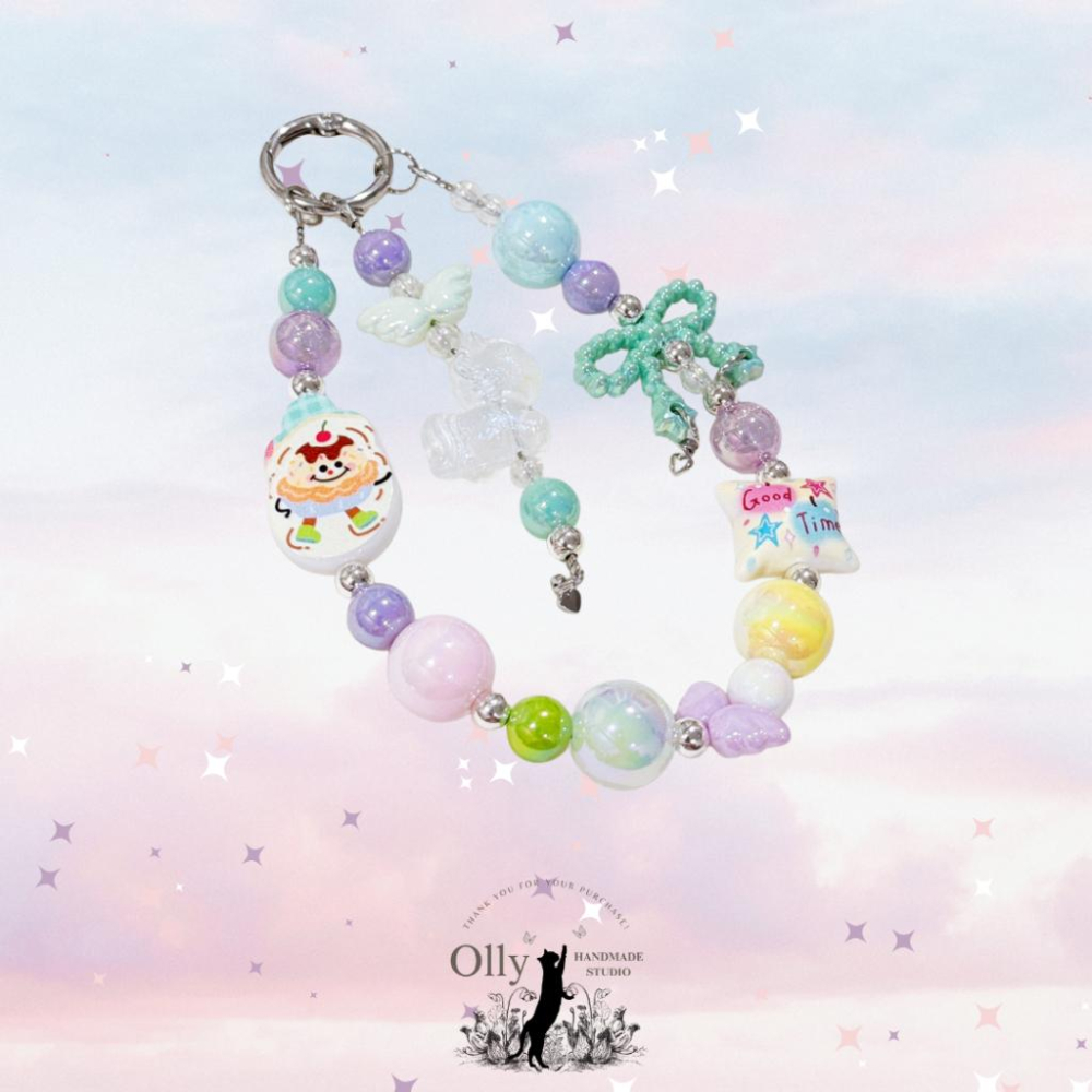 【Olly】獨角獸馬卡龍派對 🦄 柔和糖果色串珠手腕鏈 手機掛繩 吊飾 鑰匙圈 交換禮物 生日禮物 手機鍊 車掛 包掛-細節圖2