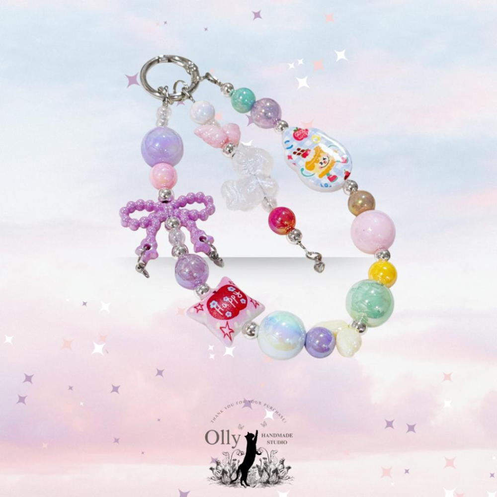 【Olly】獨角獸馬卡龍派對 🦄 柔和糖果色串珠手腕鏈 手機掛繩 吊飾 鑰匙圈 交換禮物 生日禮物 手機鍊 車掛 包掛-細節圖3