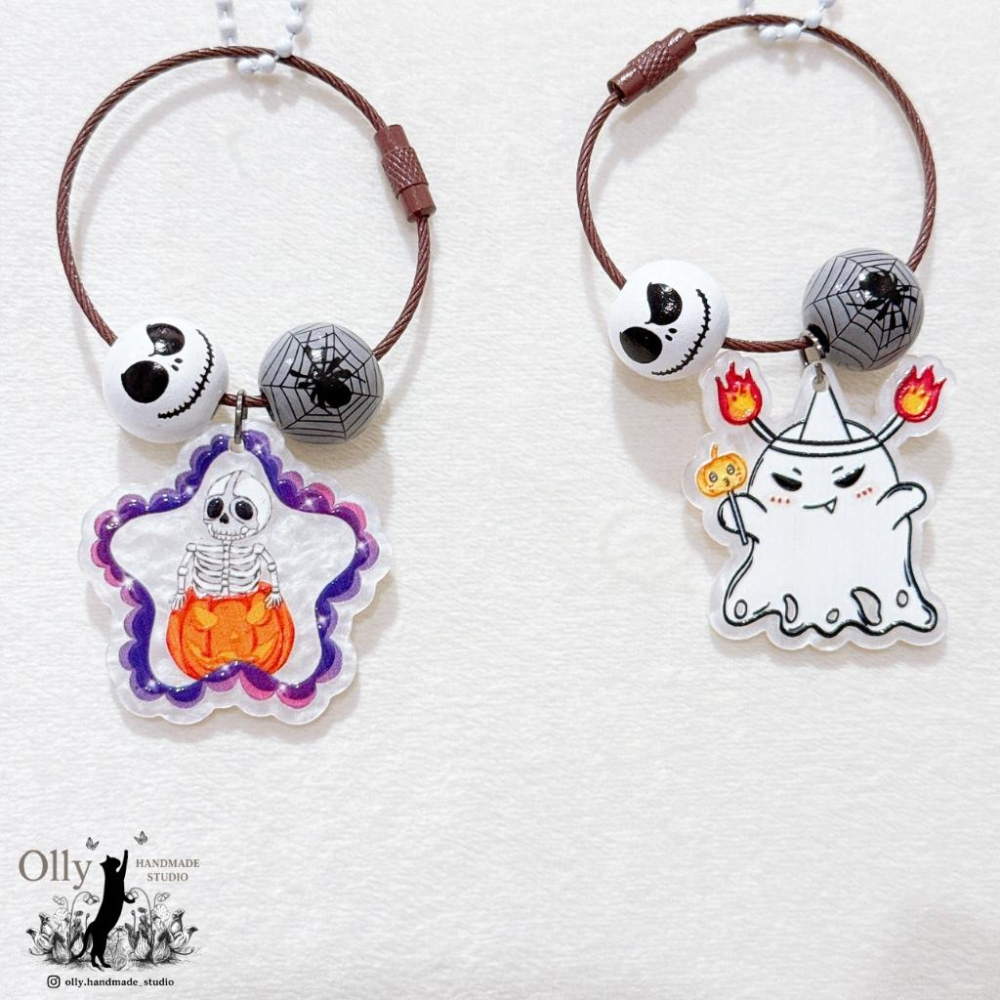 【Olly】萬聖萌鬼出動 吊飾 鑰匙圈 門扣 包掛 幽靈 南瓜 骷髏 生日禮物 閨蜜禮物 交換禮物 節慶 應景小物-細節圖2
