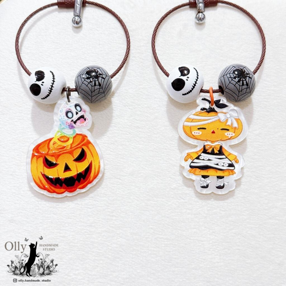 【Olly】萬聖萌鬼出動 吊飾 鑰匙圈 門扣 包掛 幽靈 南瓜 骷髏 生日禮物 閨蜜禮物 交換禮物 節慶 應景小物-細節圖3