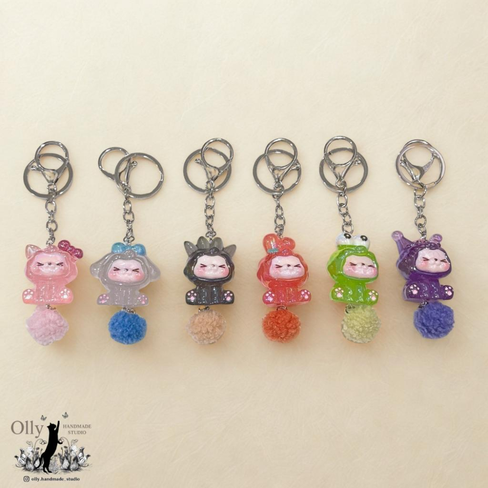 【Olly】【動物變裝派對 果凍寶寶】立體吊飾 包掛 毛球 鑰匙圈 3D立體公仔 娃娃公仔 生日禮物 交換禮物 動物-細節圖2