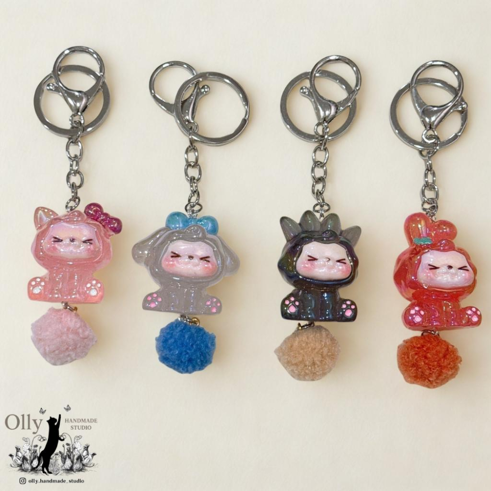 【Olly】【動物變裝派對 果凍寶寶】立體吊飾 包掛 毛球 鑰匙圈 3D立體公仔 娃娃公仔 生日禮物 交換禮物 動物-細節圖3