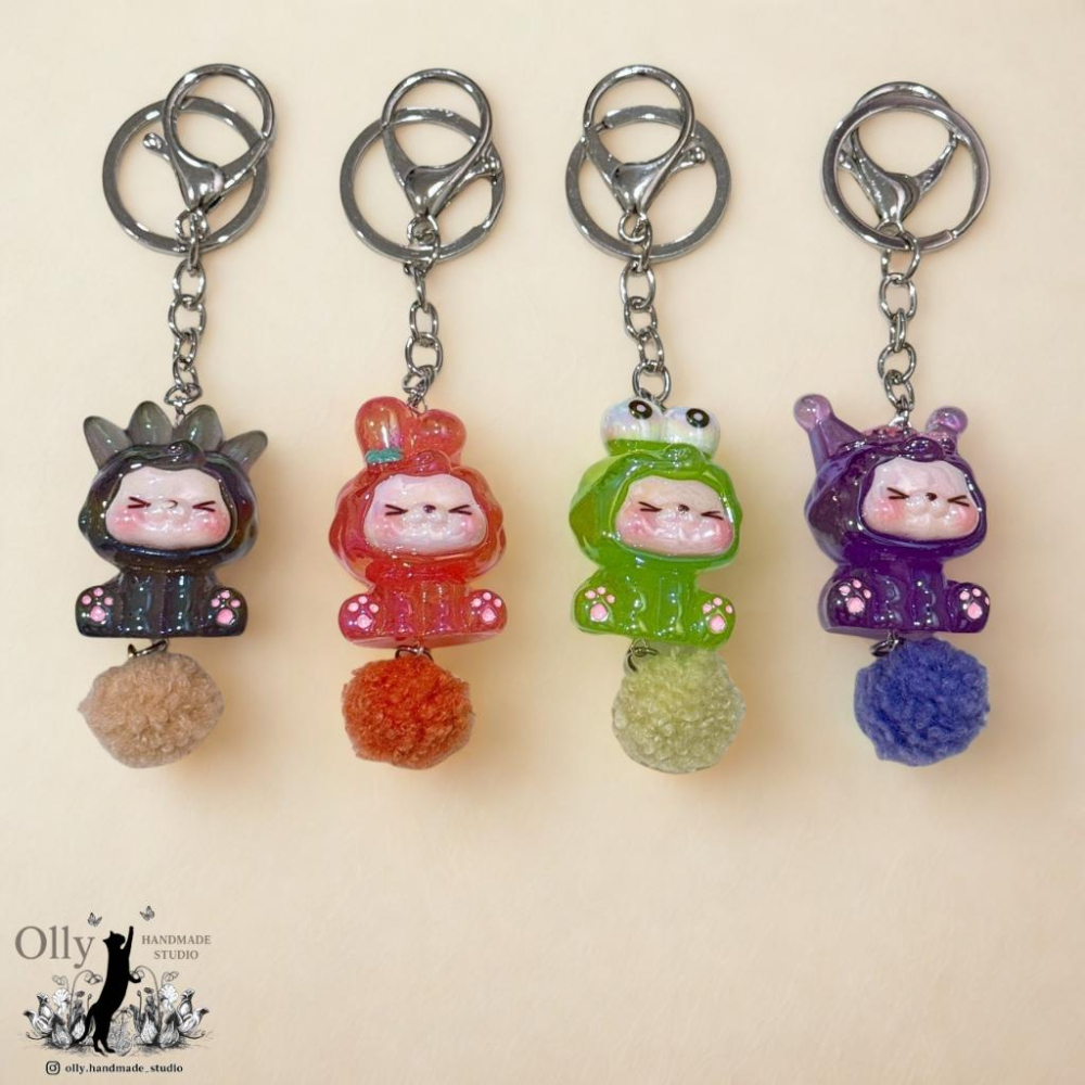 【Olly】【動物變裝派對 果凍寶寶】立體吊飾 包掛 毛球 鑰匙圈 3D立體公仔 娃娃公仔 生日禮物 交換禮物 動物-細節圖4