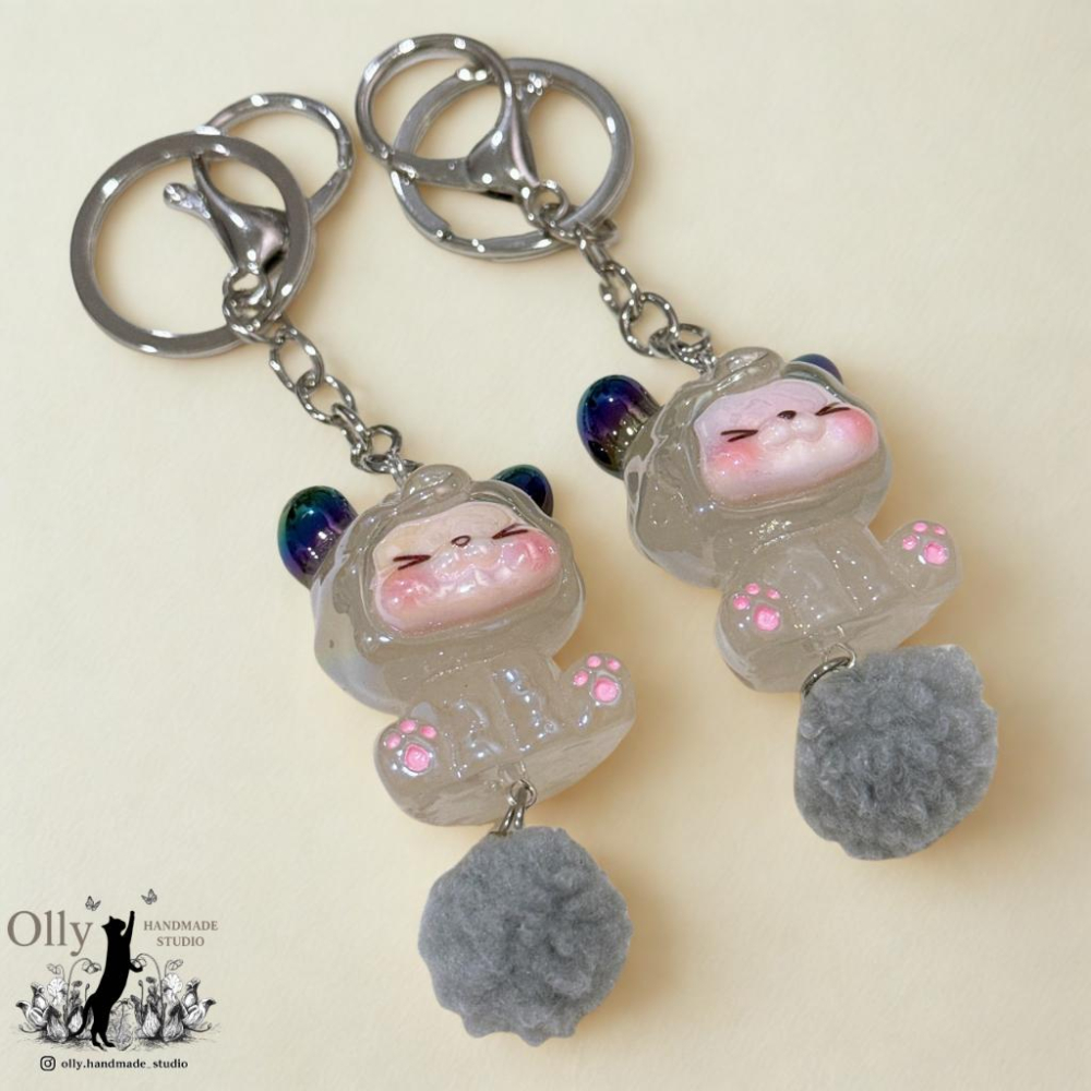 【Olly】【動物變裝派對 果凍寶寶】立體吊飾 包掛 毛球 鑰匙圈 3D立體公仔 娃娃公仔 生日禮物 交換禮物 動物-細節圖5